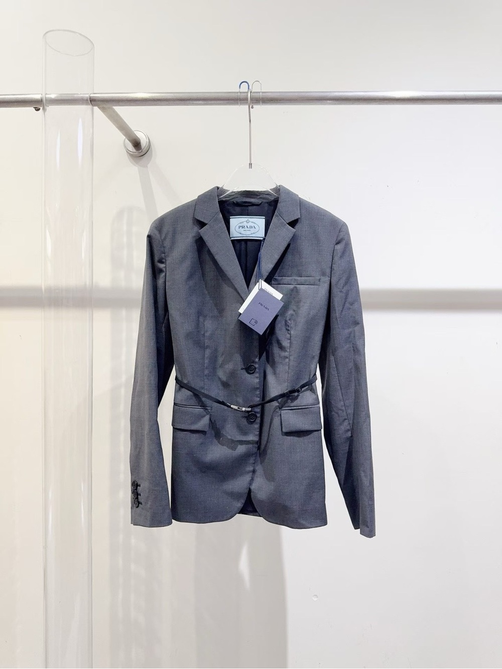Prada Gray Women's Single-Breasted Tailored Blazer
